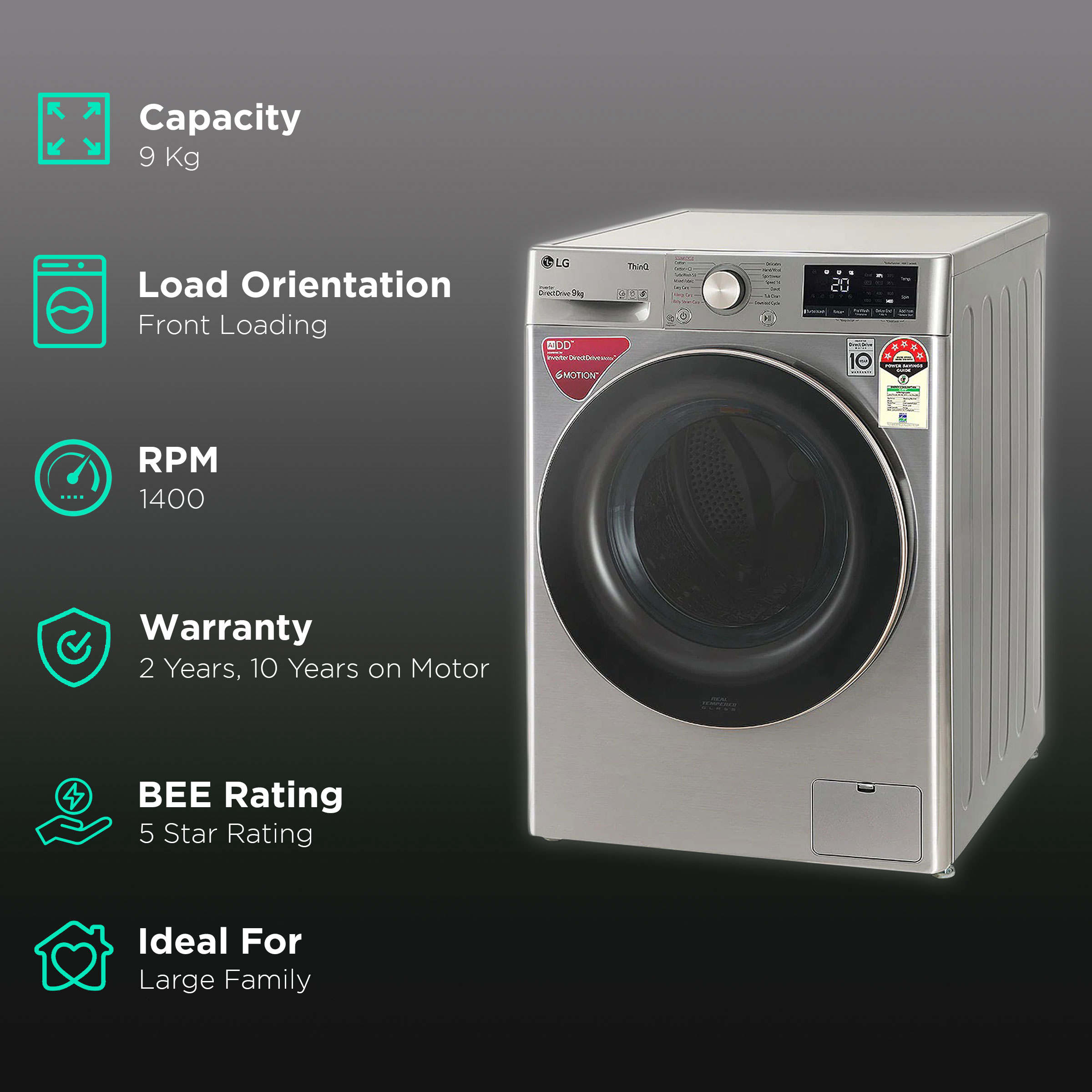 Buy Lg Kg Star Inverter Fully Automatic Front Load Washing Machine Fhv Zwp Apsqeil Wi